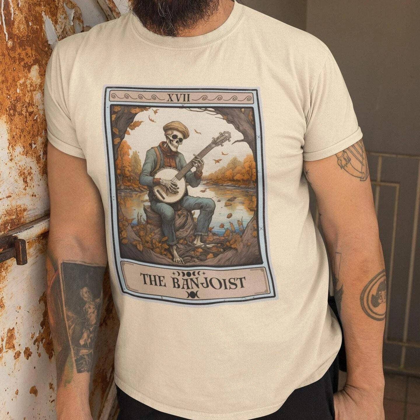 Banjo spelare T-shirt, Banjoisten Tarotkort T-shirt Banjo T-shirt Banjo Presenter för Ba cm beige
