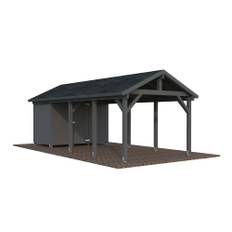 Palmako Robert carport med redskabsrum malet grå 23,1 m2