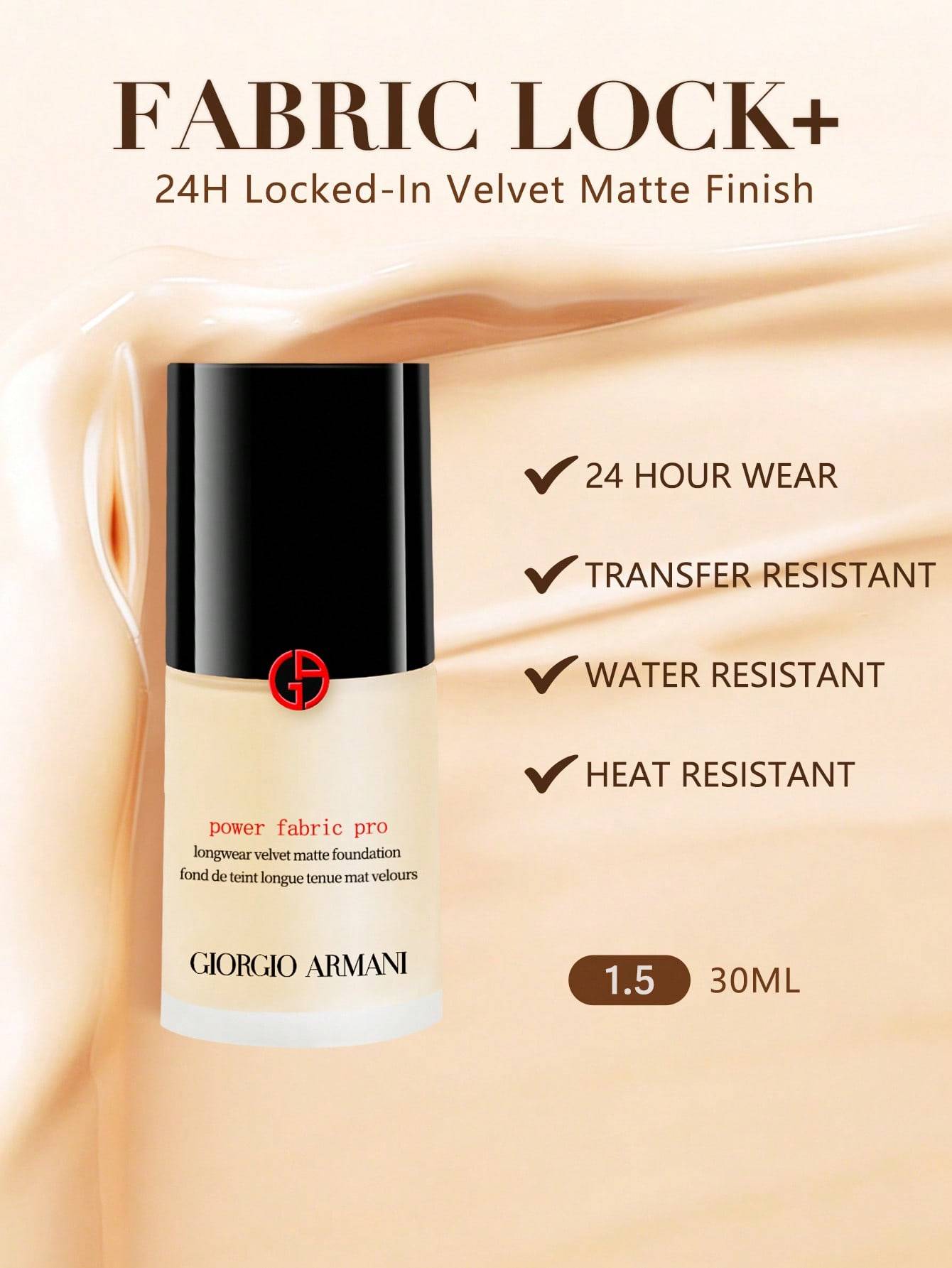 Giorgio Armani Flawless Long-Wear Foundation 30ml | Nyanser 1.5/2 #power fabric pro 1.5