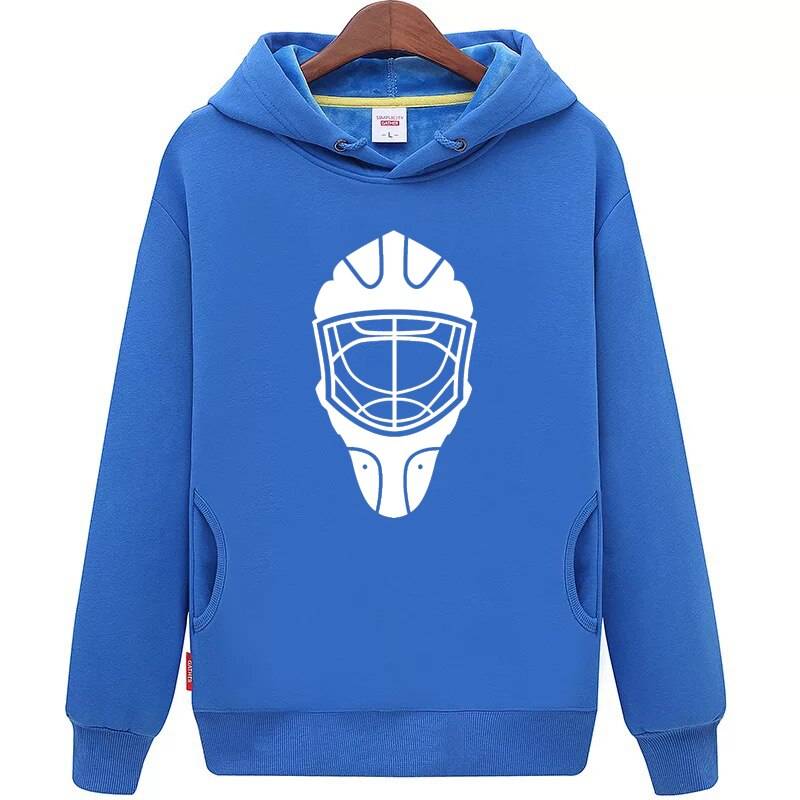 Coldoutdoor billiga unisex navy hockey hoodies tröja med en hockey mask för män och kvinnor - Xl