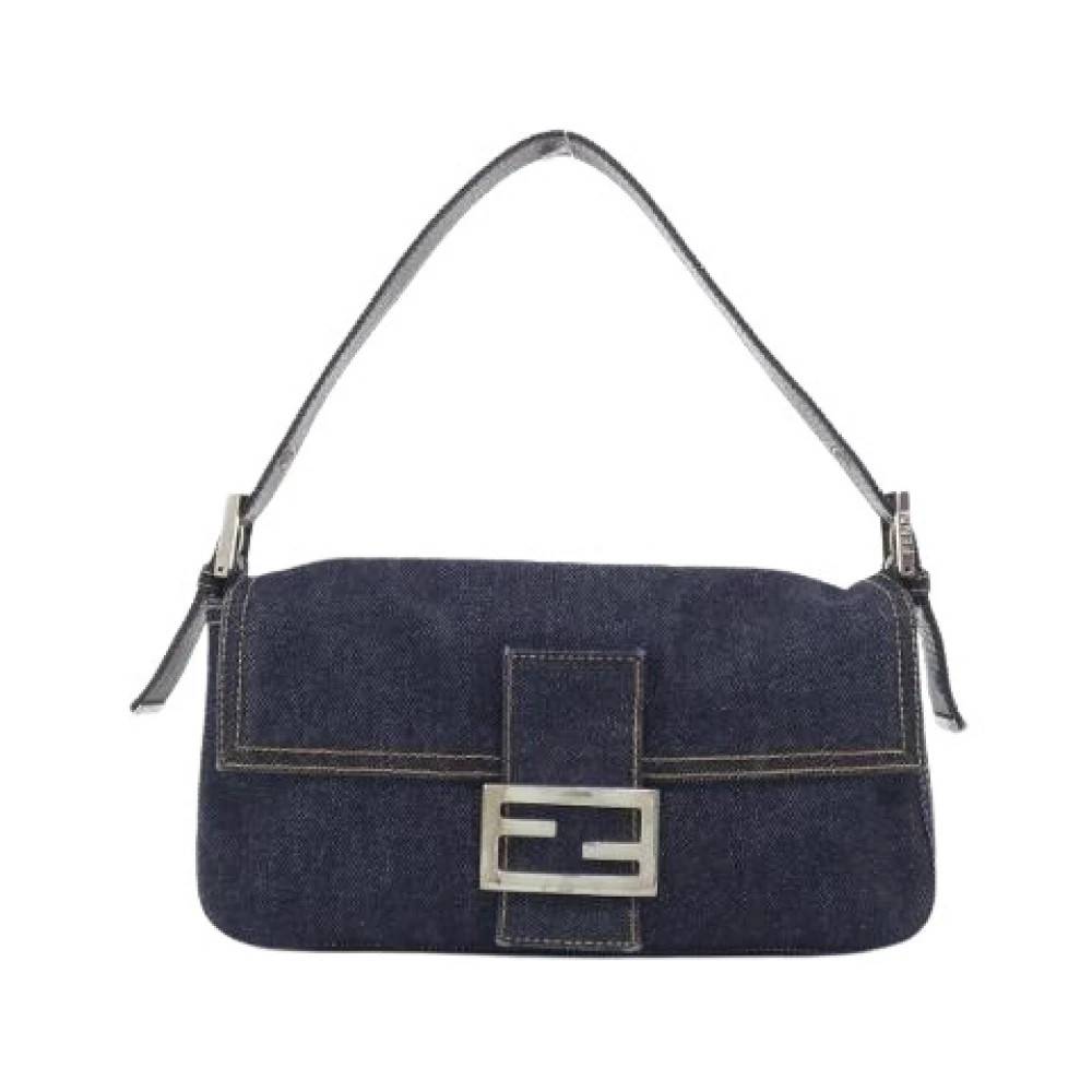 Fendi Vintage Pre-owned Baguette Denim Skuldertaske - Vintage - Dame - Blå - ONE SIZE - Uld