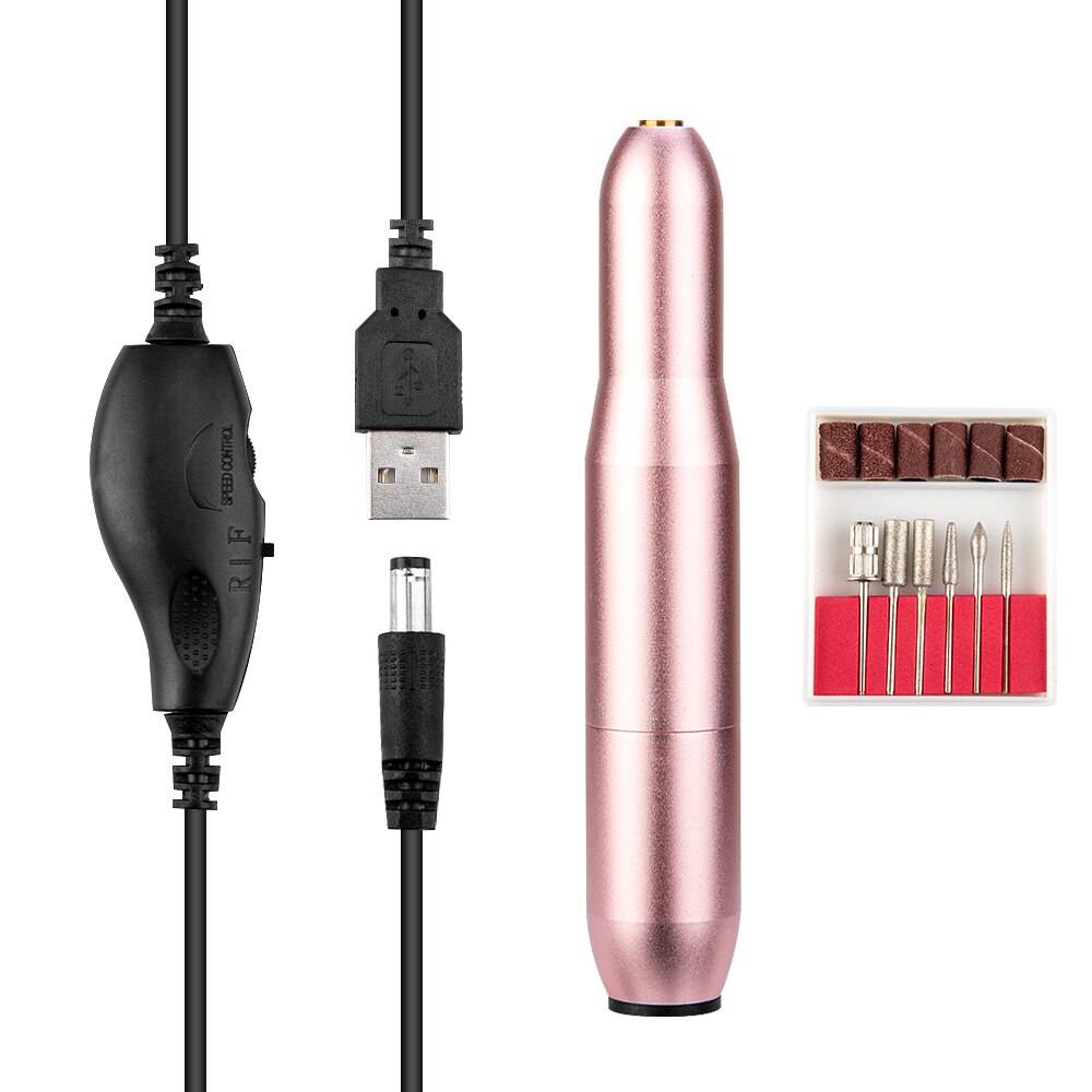 Elektrisk nagelborrmaskin set kvarnskärare pedikyr nagelfil för manikyr nail art penna manikyr maskin nagelverktyg - 25000 rpm rosa