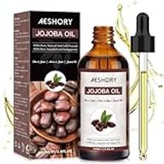 AESHORY Jojobaolja 100ML, 100% Ren Naturlig Vegansk Kallpressad Olja - Rik på Omättade Fettsyror, Vitamin för Återfuktning av Ansikte, Kropp, Hår och Naglar, Eliminera Akne