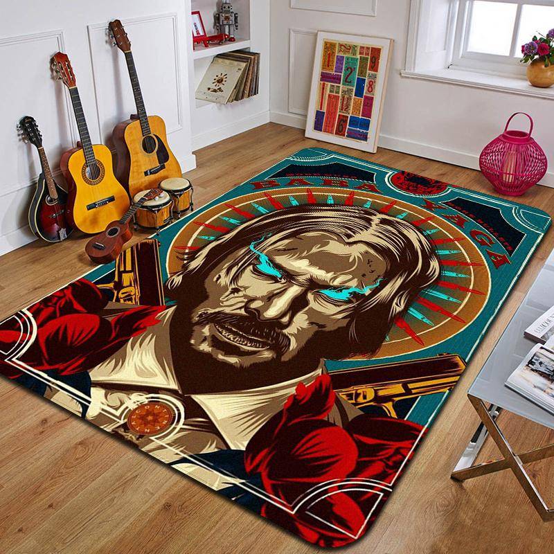 J-John Wick Tryckt Matta Mode Yogamatta Sovrum Dekorativ Matta Vardagsrum Badrum Dekorativ Golvmatta Födelsedagspresent 50x80cm