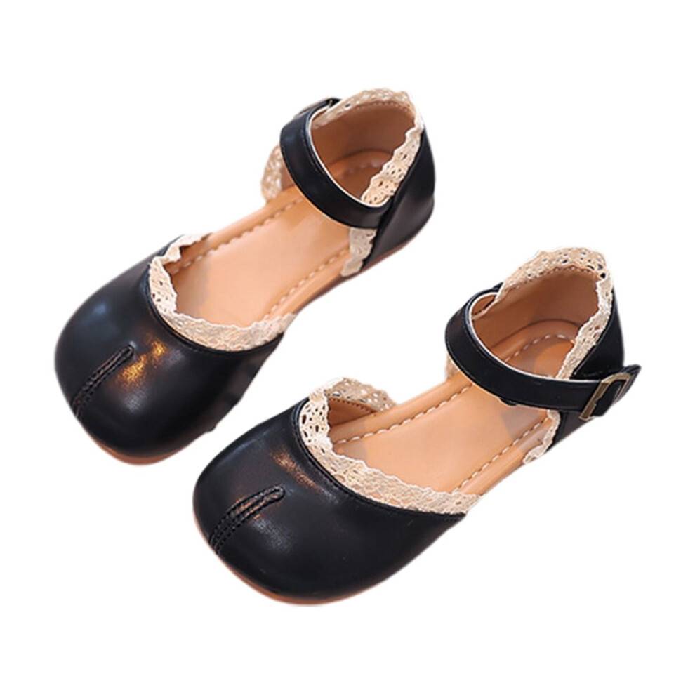 Sommersandaler til småbørnspiger med blondekant, justerbare stropper, til børn, baby, småbørn, hverdag, fritidstøj, sort, 4,5-5 år