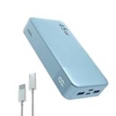 NOBIS 20000mAh Power Bank, 45W Portabel Laddare Snabbladdning, PD3.0 Batteripack QC4.0, Batteribank med Digital Display för iPhone Samsung Android Laptop etc (Blå)