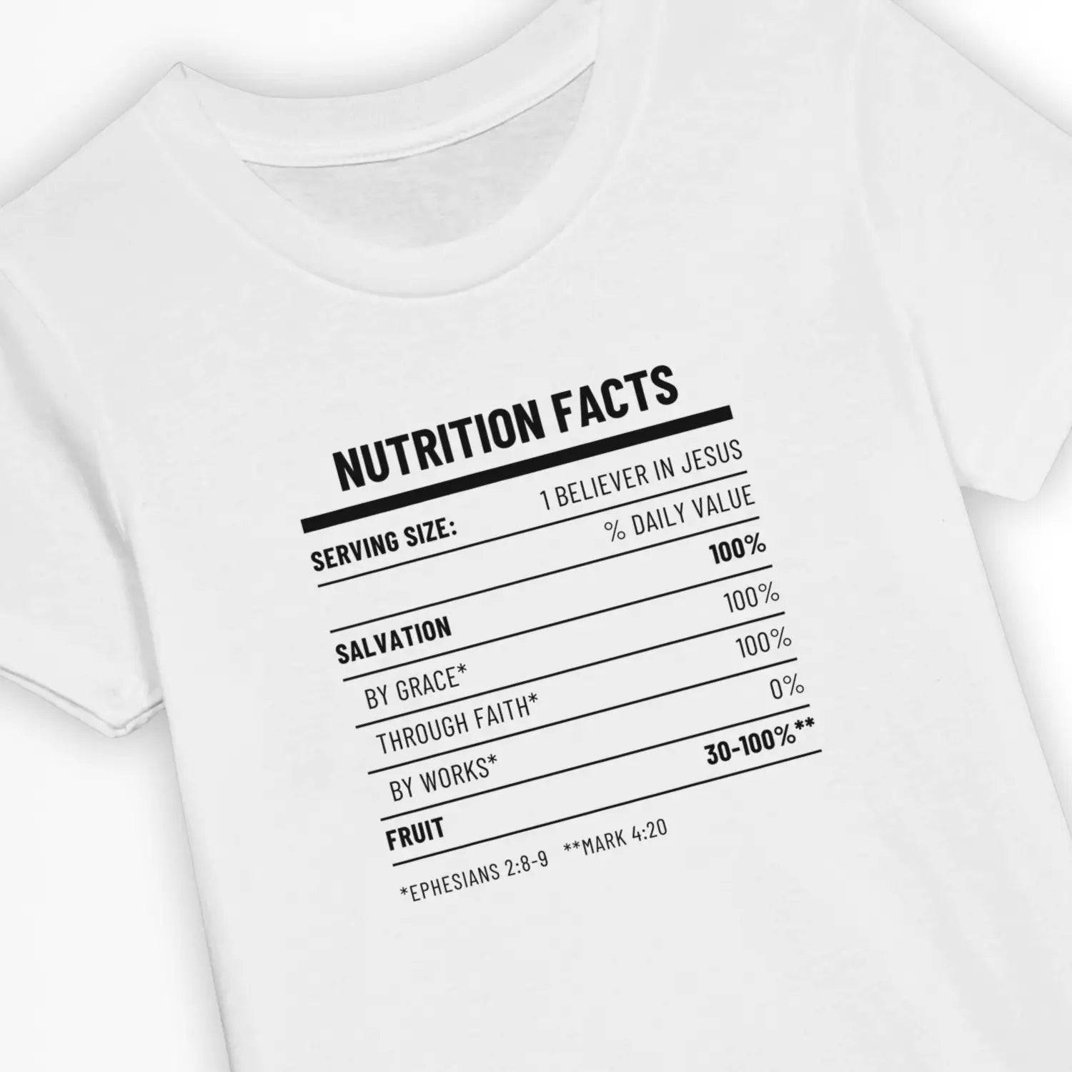 Nutrition Facts – Kids' Christian T-Shirt - 6Y (6Y)