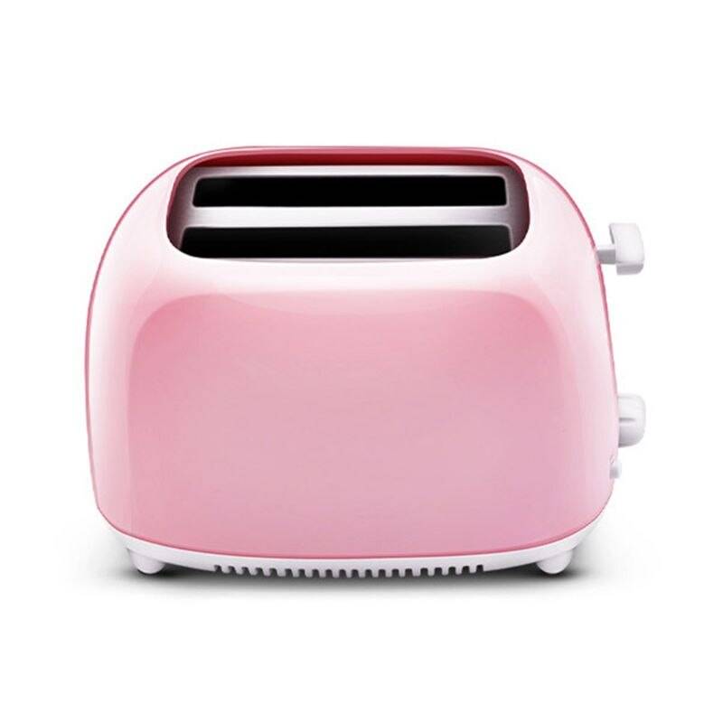 2 skivor rostfritt stål automatisk brödrost snabb uppvärmning bröd frukost maker - Rosa