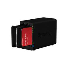 SYNOLOGY DS224+ 6 GB NAS 6 TB (2 x 3 TB) WD Red+, montiert und getestet mit installiertem SE DSM Schwarz