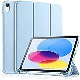 Vobafe Fodral för iPad 10th Generation fodral 2022, iPad 10-fodral med flexibelt TPU-stöd för baksida och trippelfällt TPU-stativ, skyddande fodral med pennhållare för iPad 10,9 tum, automatisk