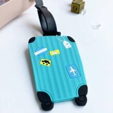 1pc Solid Color Cute Cartoon Creative Silicone Luggage Tag Travel Trolley Case Identification Label Three-Dimensional Pattern Backpack Signature Information Anti-Lost With Strap Backpack Handbag Tag Label Name ID Tags Baggage Suitcase Identifiers Business Trip