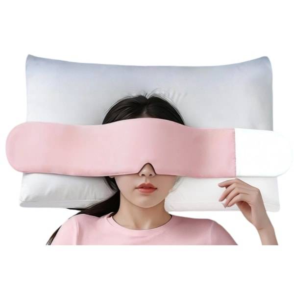 Tyngd ögonmask för avslappning och sömn, för resor och tupplurar, dubbel-sidig plysch och is-silkessida, vid full-täckning med tyst kardborre Pink