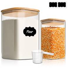 Comsaf Förvaringsburkar med Lock, 1,1-3,4 L, Set om 2 Delar Borosilikatglas Förvaringsburkar, Lämplig för Müsli I Lösvikt, Pulvermjölk, Torr Kattsand