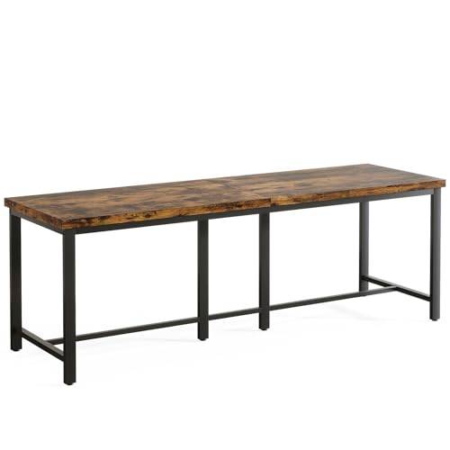Tribesigns Skrivbord, extra långt datorskrivbord, 200 cm, arbetsbord, sovrum, hemmakontor, industriell design, metallram (vintage brun)