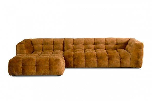 Michelin 2 pers. sofa med chaiselong - 292 x 170 cm - Velour stof farve Gold