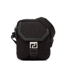 Logo Jacquard Nylon Messenger Bag - Black - 01