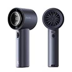 JISULIFE Bärbar handfläkt, justerbar mini-turbofläkt (1 till 100), 3 600 mAh uppladdningsbart batteri, digital display, för kvinnor, män, resor/camping/utomhus-blå