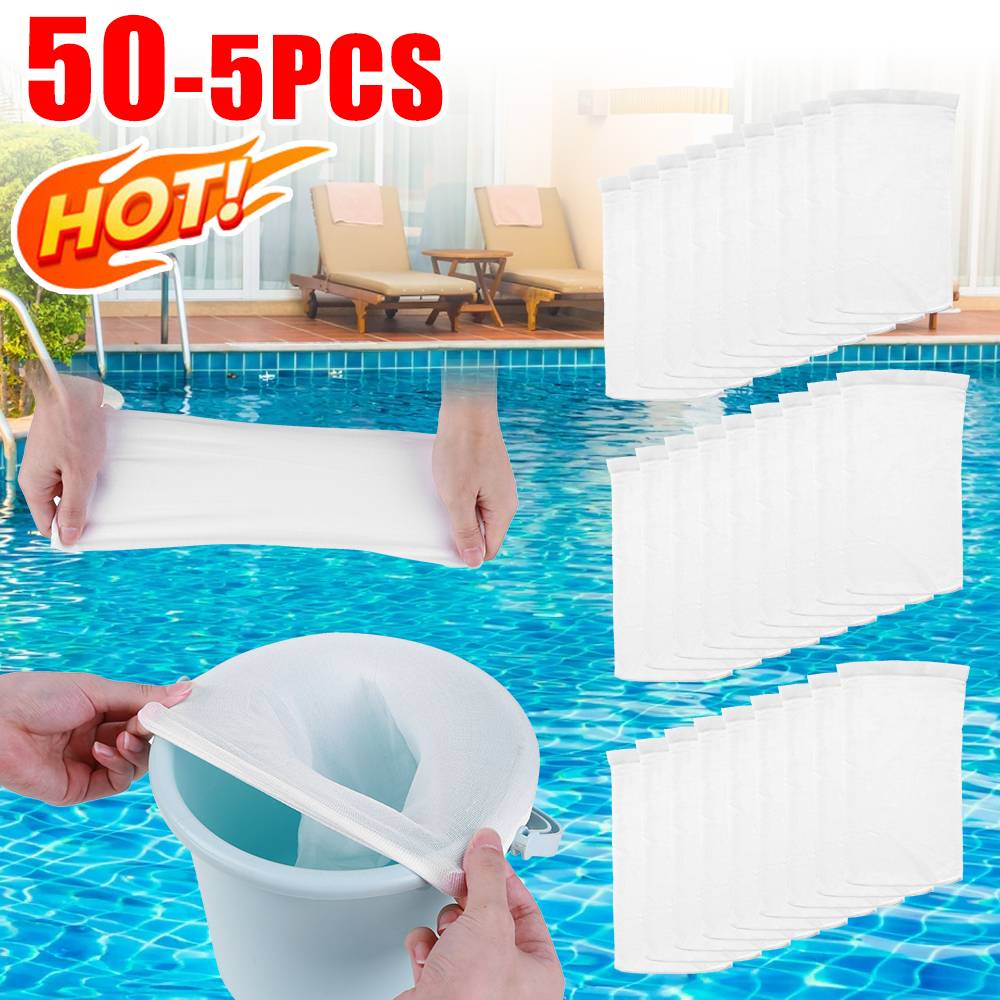 5-50PCS Pool Skimmer Socks Cleans Debris and Leaves Baskets Filters Fish Tank Mesh Bag Round Swimming Pool Mesh Filter Access
