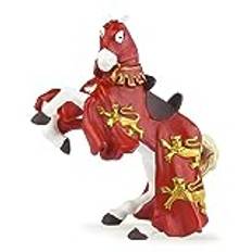 Papo 39340 kung medelval-fantasy djur figur, häst av Richard lejonhjärta, spelfigur, röd, en storlek