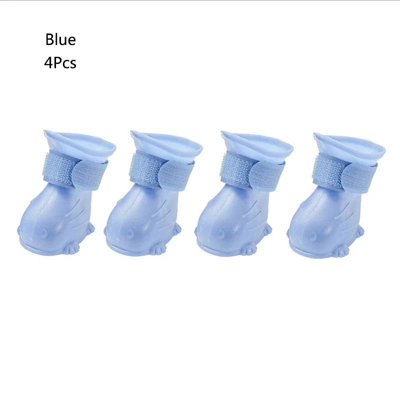 Waterproof Pet Paw Protector Boots (4 Pack) - 4Pcs Blue / Medium 5cmx4cm (Medium 5cmx4cm)