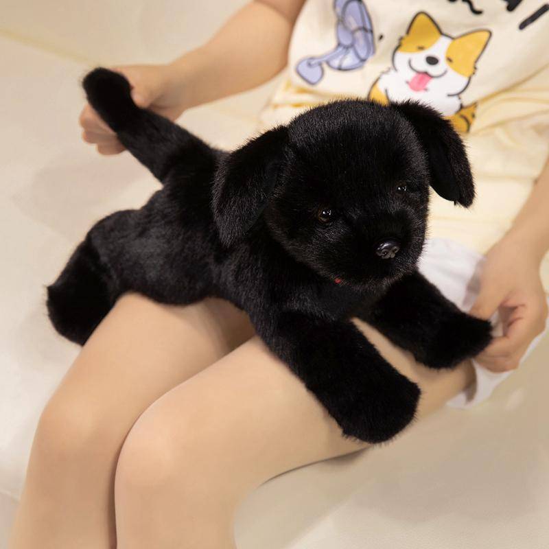 Simulering Golden Retriever Hund Gosedjur Högkvalitativ Livslik Labrador Hund Plyschleksak Kram Tecknad Djurkudde Gåva till Pojke svart