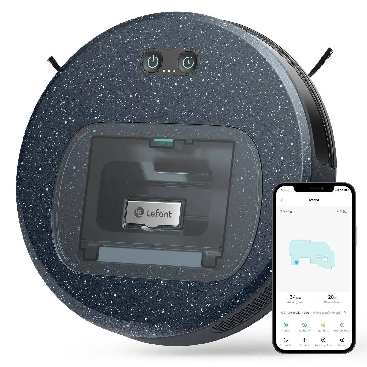 LEFANT F1 Robot Vacuum Cleaner with 5000Pa,28x6.8 cm Super Slim 250 Minutes Autonomy 600ml Visible Dust Container Ideal for Hair - F1-EU-Starry Gray / EU / GERMANY