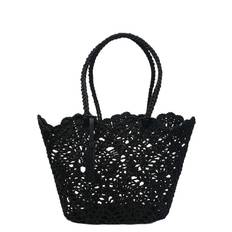 Ceannis Daisy Crochet Basket Black Svart