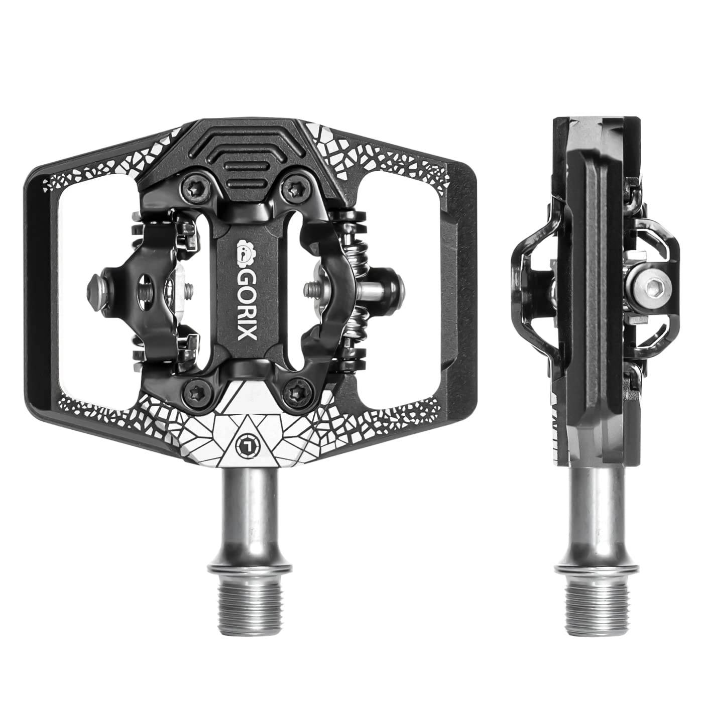 GORIX Bicycle Pedal Binding Pedal Double Side Binding Pedal 3 Bearings Smooth Rotation Fixed Adjustment Cleat Included Road Bike MTB Fixed Pedal Cycle