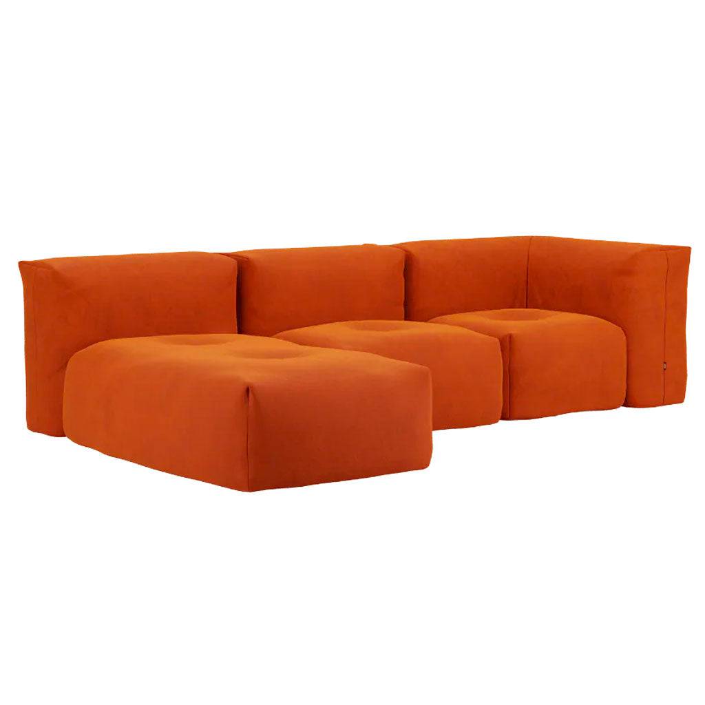Soft Sofa Indoor - 3 Seater w/ Lounger - Orange Jaquard - SACKit