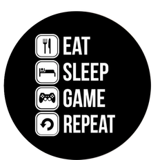 Väggdekal - Eat Sleep Game Repeat / Runda