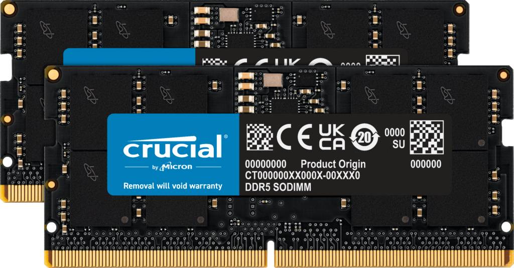 Crucial CT2K16G56C46S5 memory module 32 GB 2 x 16 GB DDR5 262-pin SO-DIMM ECC