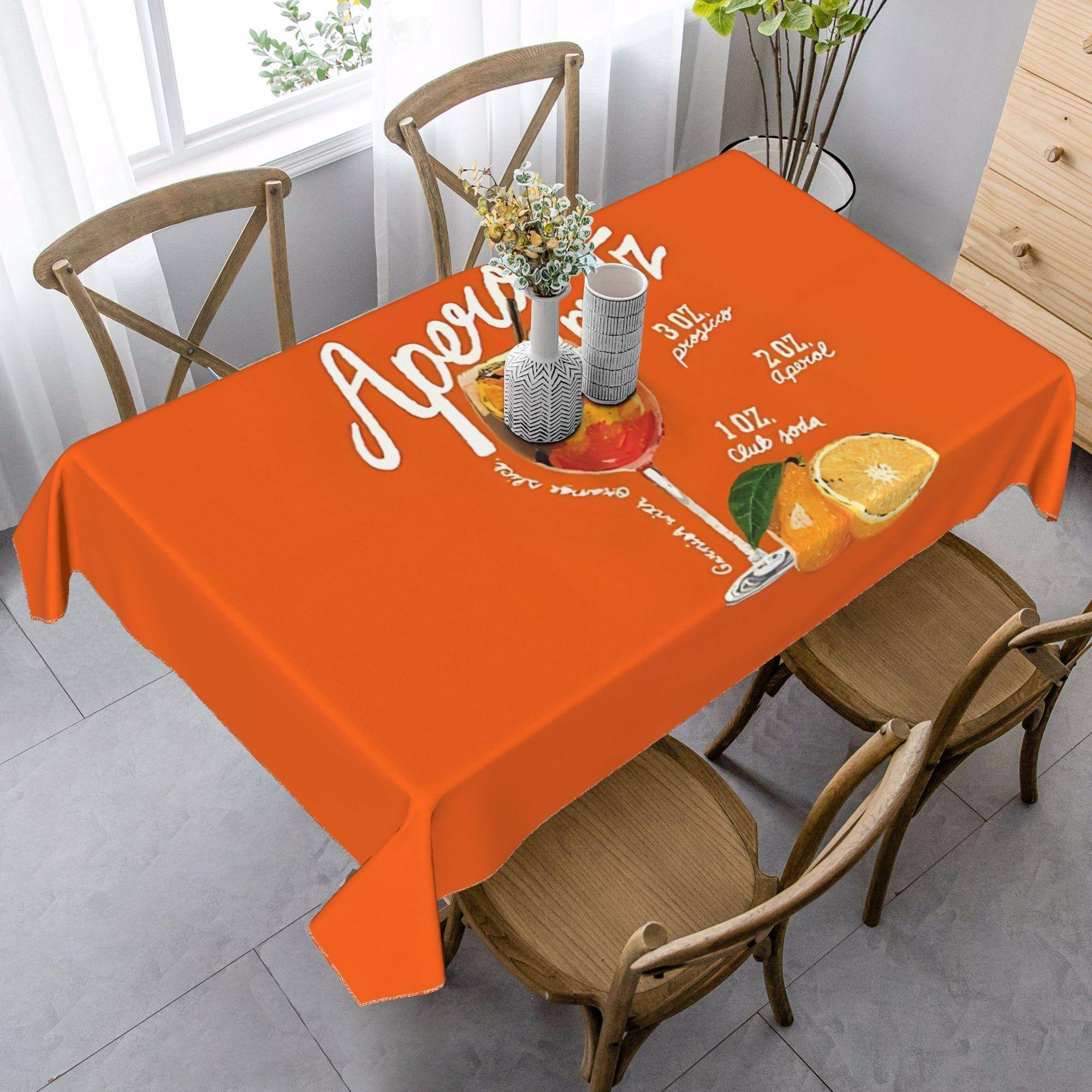 1 st The Aperol Spritz Collective Bordsduk - Livligt Orange Rektangulär Duk för Matsal, Kontor & Lantlig Inredning