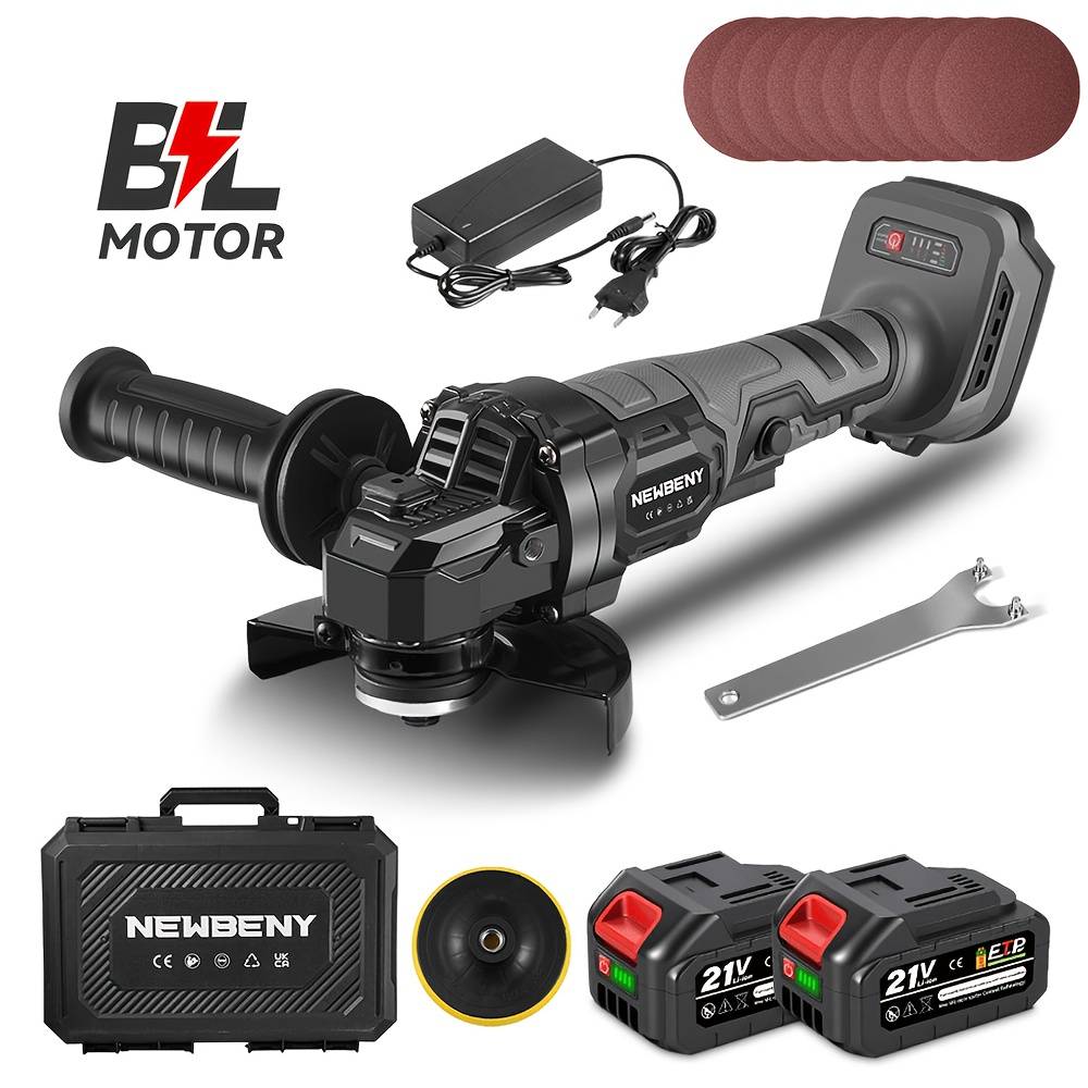 800w Cordless Brushless Angle Grinder Suitable For Home Diy, Cordless Portable Angle Grinder With , Multifunctional Motor For Wood Grinding, Polishing,, Surfaces, -type Plug For Cables & Adapters