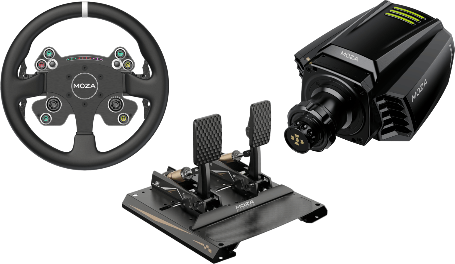 Moza - R16 V1 Wheel base, CS V2P Wheel, CRP2 Pedals