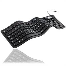 Fleksibelt vandtæt silikone gummi tastatur, sort (NORDISK layout)