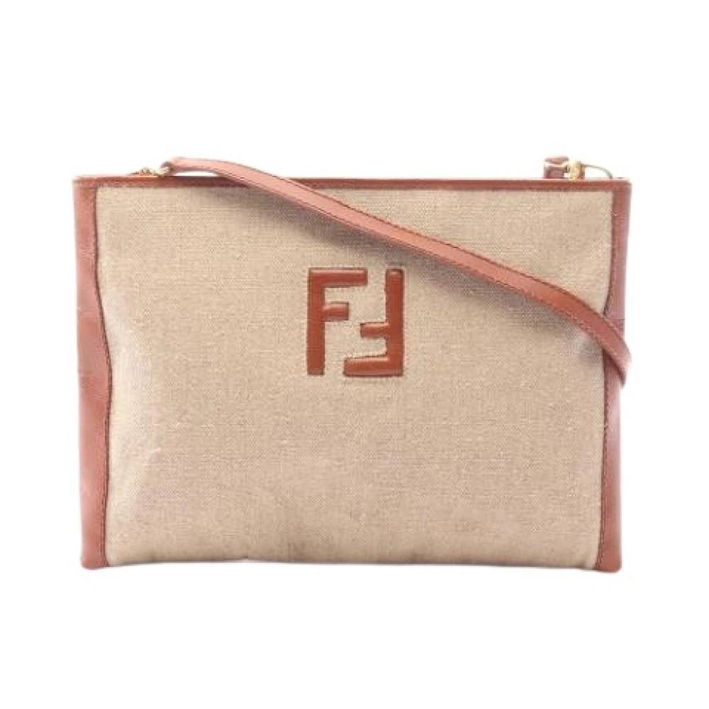 Fendi Vintage Pre-owned Vintage Canvas Skuldertaske - Vintage - Dame - Beige - ONE SIZE - Uld