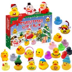 Christmas Adventskalender Nedräkning med 24 gummiankor Dagar Barn Vuxna Lekar Roliga Presenter Dekoration Leksaker