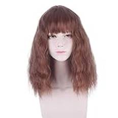 Hermione Jane Granger Cosplay Wig Long Wavy Brown Fluffy Curly Hair for Girls Costume Party Wig with Bangs Emma Watson