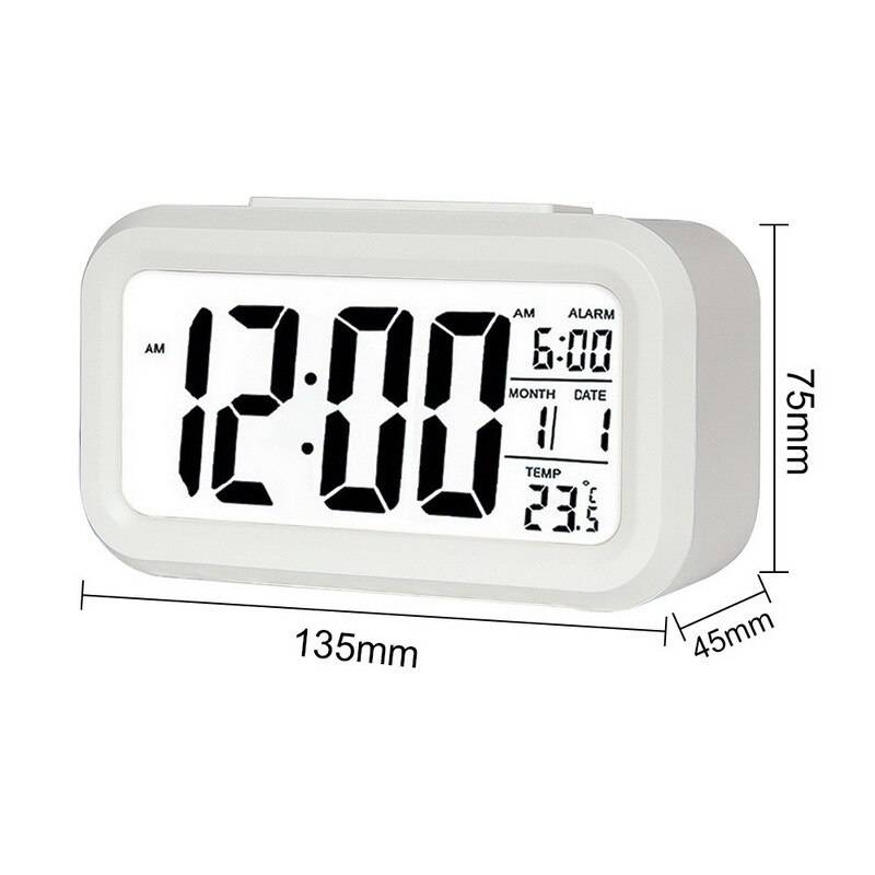 Digital Väckarklocka LED med Kalender - Vit