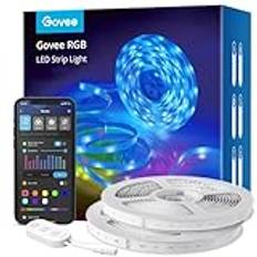 Govee WiFi LED Strip 10m, Smart RGB LED Strip, appkontroll, färgbyte, musik synkronisering, fungerar med Alexa och Google Assistant, 2 rullar om 5m