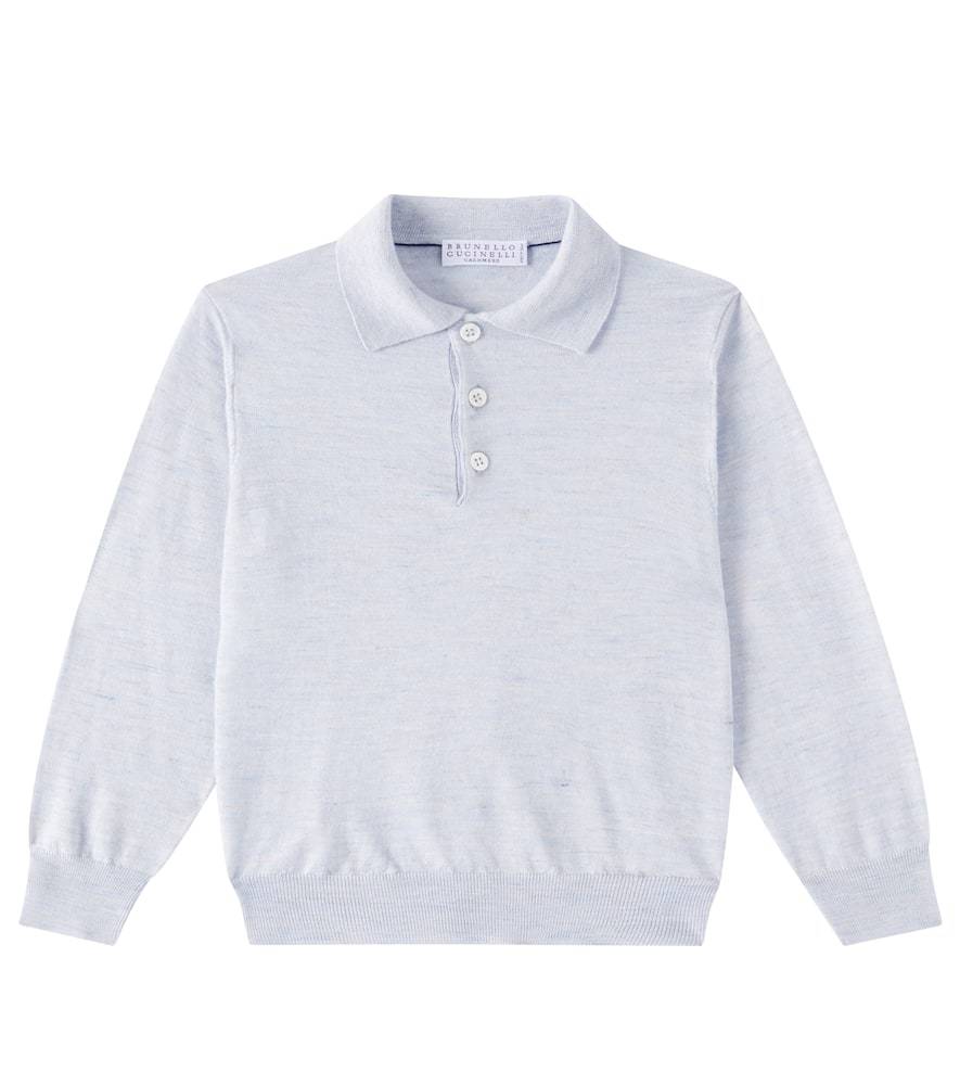 Brunello Cucinelli Kids Cashmere, silk, and linen polo sweater