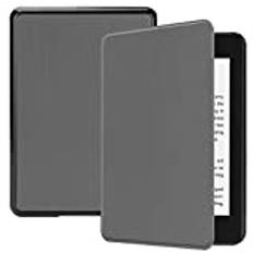 SATURCASE Fodral för Amazon Kindle Paperwhite 4, PU-läder flip folio ultratunn lätt skyddande fodral med automatisk sömn/vakningsfunktion för Amazon Kindle Paperwhite 4 2018 (grå)