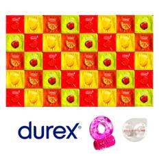 Durex Fruity Mix Package - 40 Durex Condoms + SuperLove Vibrating Ring + Sagami Original 0.01 L as a Gift