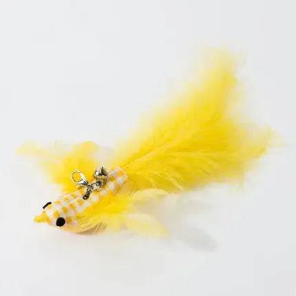 Feather Wand Cat Toy with Bell & Worm String - Interactive Teaser Set - THT-3-SF-20