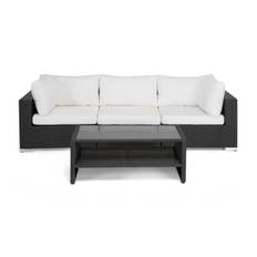 Comfort Garden Bahamas Loungegrupp 3-sits Bord m Hylla - Svart & Loungeset Plast