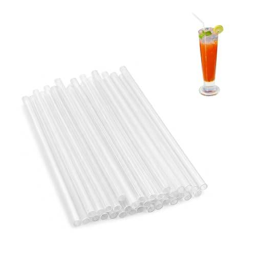 PARENCE. Set med 30 återanvändbara transparenta sugrör med en diameter på 19,5 cm - Återanvändbara plastsugrör - för smoothies, juicer, läsk, cocktails och läsk - genomskinliga - 30 bitar