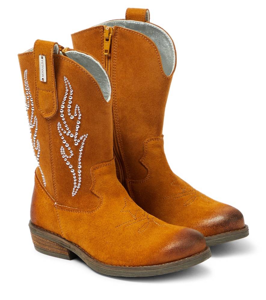Monnalisa Botas cowboy de ante adornadas - marrón - EU 30