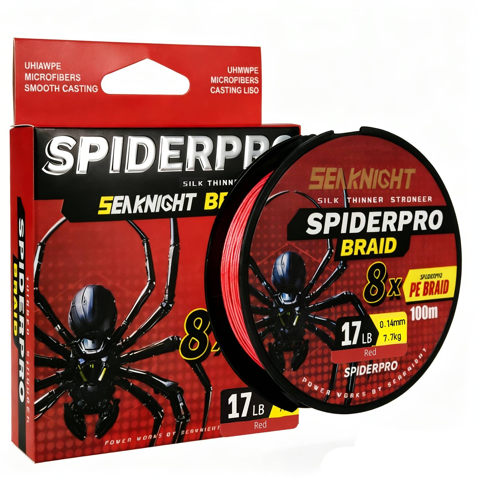 Seaknight 100m Spiderpro8 Braided Pe Line, Water-based Coating, Wear-resistant
