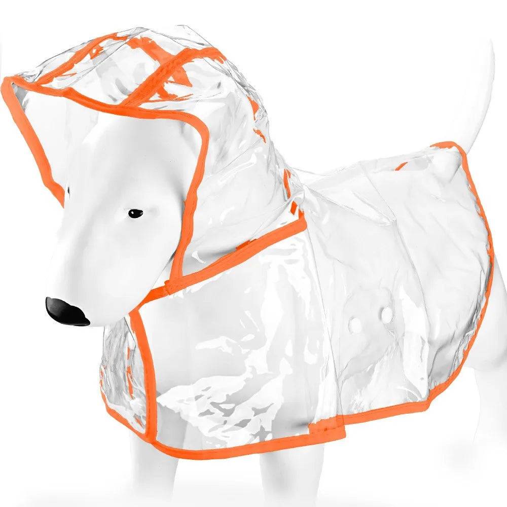 Transparent Waterproof Dog & Cat Raincoat Cape Poncho | Windproof Rain Coat for Small Dogs & Puppies - Orange / XXL (XXL)