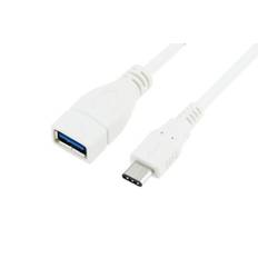 USB-C 3.1 Han til USB-A 3.0 Hun kabel. 1m. Hvid.